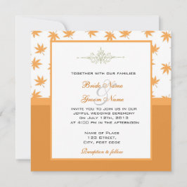 Herfst met gele bladeren trouwnodigt uit kaart