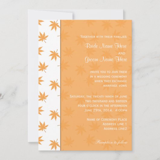 Herfst met gele bladeren trouwnodigt uit kaart (Voorkant)