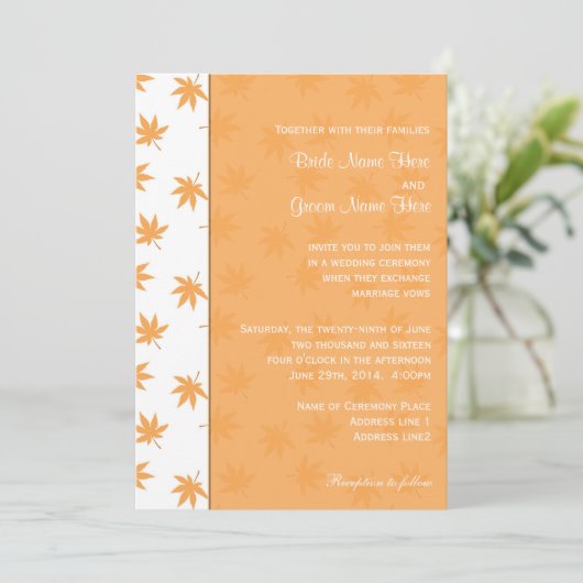 Herfst met gele bladeren trouwnodigt uit kaart (Staand voorkant)