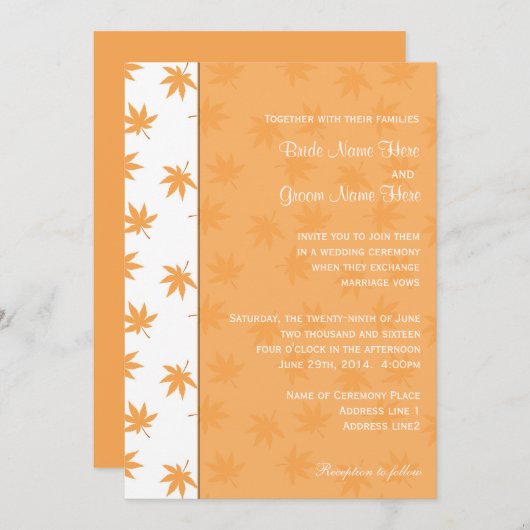 Herfst met gele bladeren trouwnodigt uit kaart (Voorkant / Achterkant)