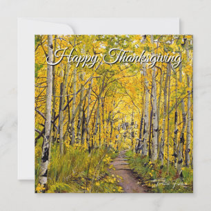 Herfst met Gouden en Gele Aspens Thanksgiving Feestdagenkaart