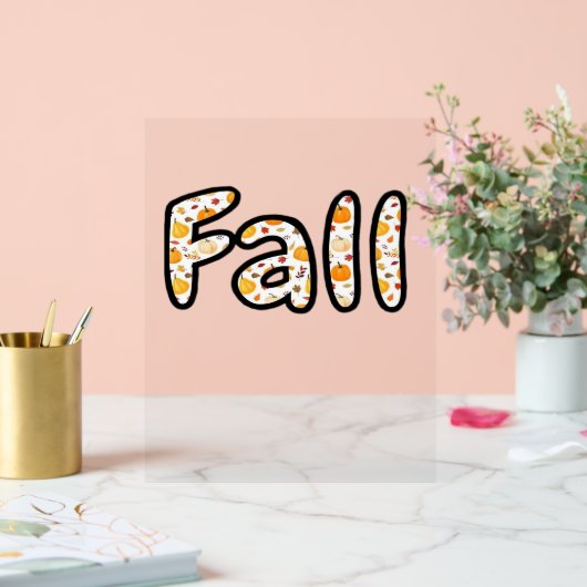 Herfst met pompoen Achtergrond Herfstseizoen Print Acryl Bord (Huwelijk)