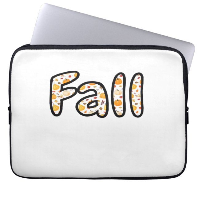 Herfst met pompoen Achtergrond Herfstseizoen Print Laptop Sleeve (Voorkant)