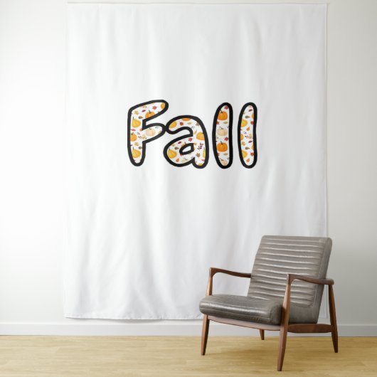 Herfst met pompoen Achtergrond Herfstseizoen Print Wandkleed (In situ)