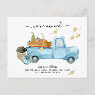 Herfst met Pompoen Truck Aankondiging van verhui Briefkaart