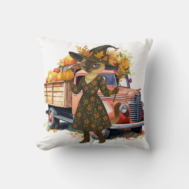 Herfst met pompoen voor kattenliefhebbers kussen (Voorkant)