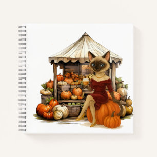 Herfst met pompoen voor kattenliefhebbers notitieboek