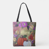 "Herfst met pompoenen" Aangepaste Canvas tas (Achterkant)