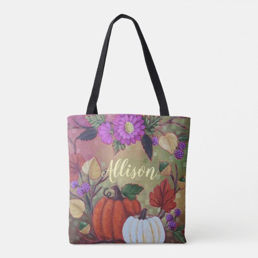 "Herfst met pompoenen" Aangepaste Canvas tas (Achterkant)