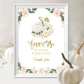Herfst met roze bloemen pompoen Baby shower Favors Poster