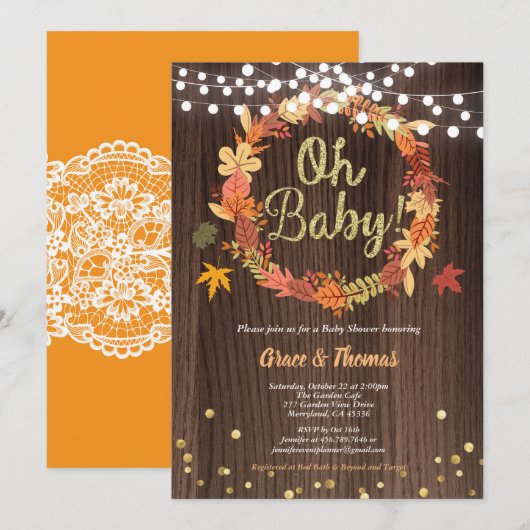 Herfst met Thanksgiving baby shower reusachtig hou Kaart (Voorkant / Achterkant)