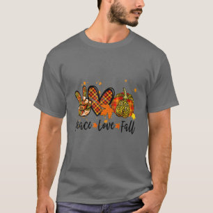 Herfst met wift Peace Love Pumpkin Autum Happy Her T-shirt
