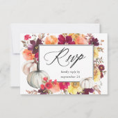 Herfst met witte pompoen Floral met gemiddelde RSV RSVP Kaartje (Voorkant)