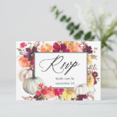 Herfst met witte pompoen Floral met gemiddelde RSV RSVP Kaartje (Staand voorkant)