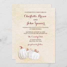 herfst met witte pompoenen trouwnodigt uit voor de kaart