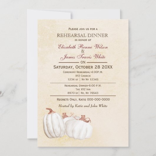 herfst met witte pompoenen - uitnodiging voor het  (Voorkant)