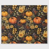 Herfst met zonnebloemen, pompoenen en boho bloemen cadeaupapier (Vlak)