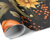 Herfst met zonnebloemen, pompoenen en boho bloemen cadeaupapier (Rol Hoek)