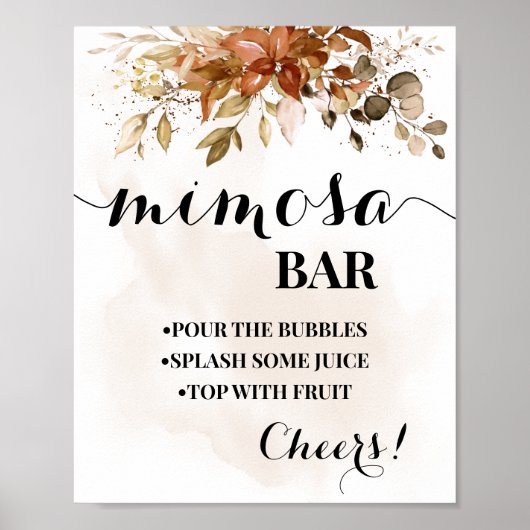 Herfst Mimosa Bar Bruidsfeest Herfst Bruiloft Bord Poster (Voorkant)