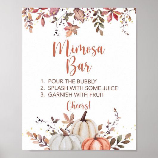Herfst Mimosa Bar Shower Sign Herfst Pumpkins Poster (Voorkant)