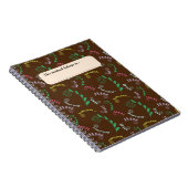 Herfst Mimosa bladeren op donkere eik Notitieboek (Rechterzijde)