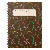 Herfst Mimosa bladeren op donkere eik Notitieboek (Voorkant)