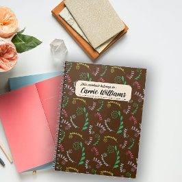 Herfst Mimosa bladeren op donkere eik Notitieboek