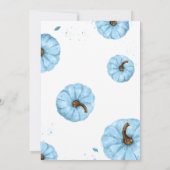 Herfst minimalistisch blauw pompoen Baby shower Kaart (Achterkant)