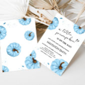 Herfst minimalistisch blauw pompoen Baby shower Kaart