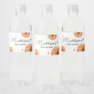 Herfst Minimalistisch pompoen Baby shower flesetik Waterfles Etiket