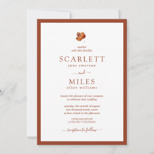 Herfst Minimalistische Blad Terracotta Rand Trouwe Kaart