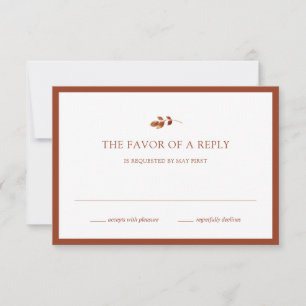 Herfst Minimalistische Blad Terracotta Rand Trouwe RSVP Kaartje