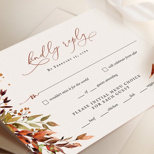 Herfst Minimalistische Script Bruiloft RSVP Antwoo