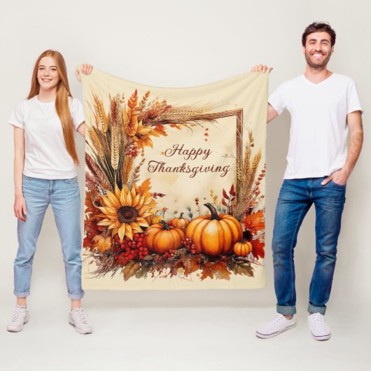 Herfst Mix frame Thanksgiving Fleece Deken (In situ)