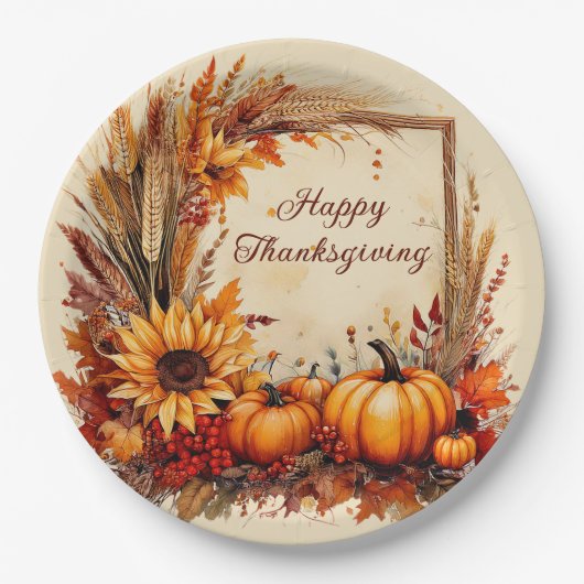 Herfst Mix frame Thanksgiving Papieren Bordje (Voorkant)