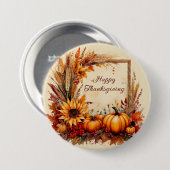 Herfst Mix frame Thanksgiving Ronde Button 7,6 Cm (Voorkant /achterkant)
