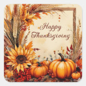 Herfst Mix frame Thanksgiving Vierkante Sticker (Voorkant)