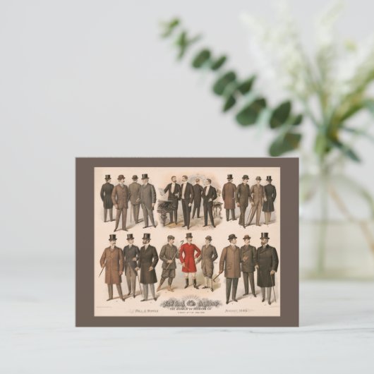 herfst mode mannen en winter 1895 briefkaart (Staand voorkant)