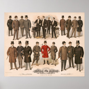 herfst mode mannen en winter 1895 poster