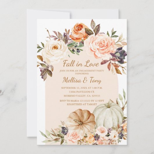 Herfst Modern Arch Bloemenpompoen Verliefd worden Kaart (Voorkant)