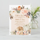 Herfst Modern Arch Bloemenpompoen Verliefd worden Kaart (Staand voorkant)