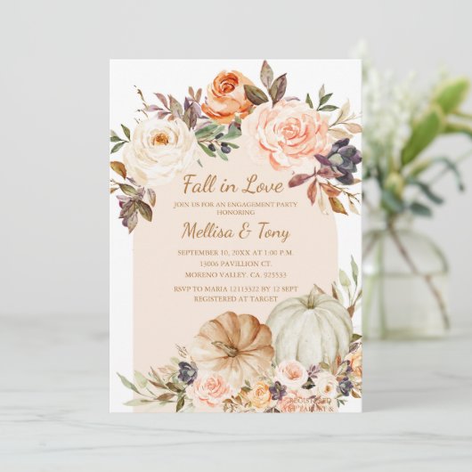 Herfst Modern Arch Bloemenpompoen Verliefd worden Kaart (Staand voorkant)