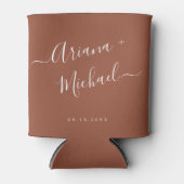 Herfst Modern Custom Terracotta Script Namen Bruil Blikjeskoeler (Voorkant)