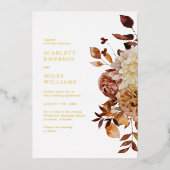 Herfst Modern Gold Wedding Folie Uitnodiging (Voorkant)