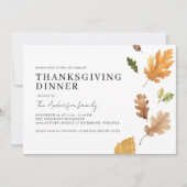 Herfst | Modern Waterverf Thanksgiving Diner Kaart (Voorkant)