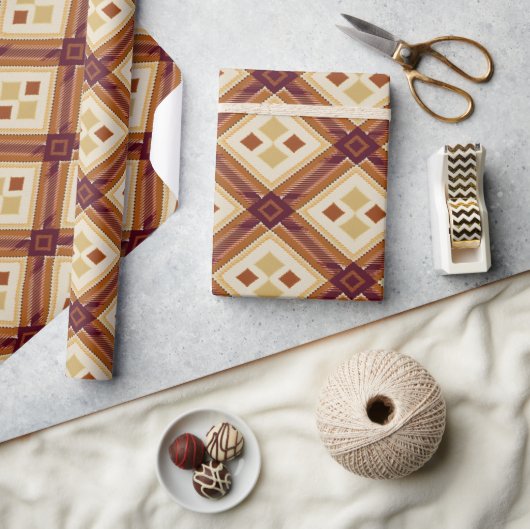 Herfst Moderne Argyle Patroon No10 Cadeaupapier (Crafts)