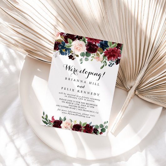 Herfst Moderne Calligrafie Elopement Receptie Kaart