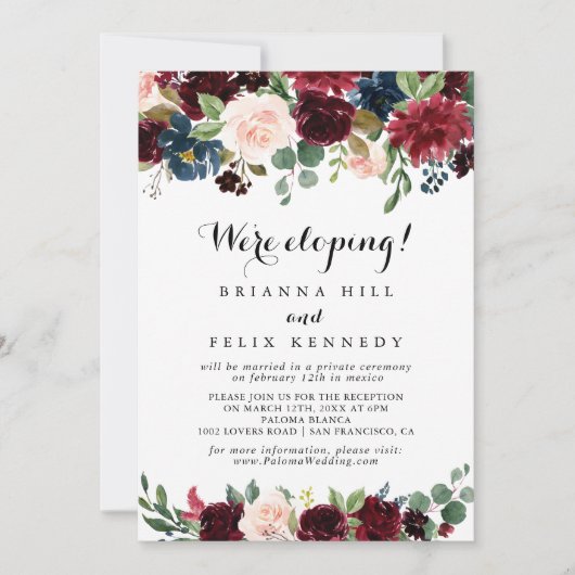 Herfst Moderne Calligrafie Elopement Receptie Kaart (Voorkant)