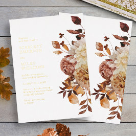 Herfst Moderne Gouden Bruiloft Folie Uitnodiging