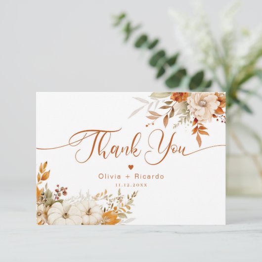 Herfst Moderne Herfstbruiloft bedankt Kaart (Staand voorkant)